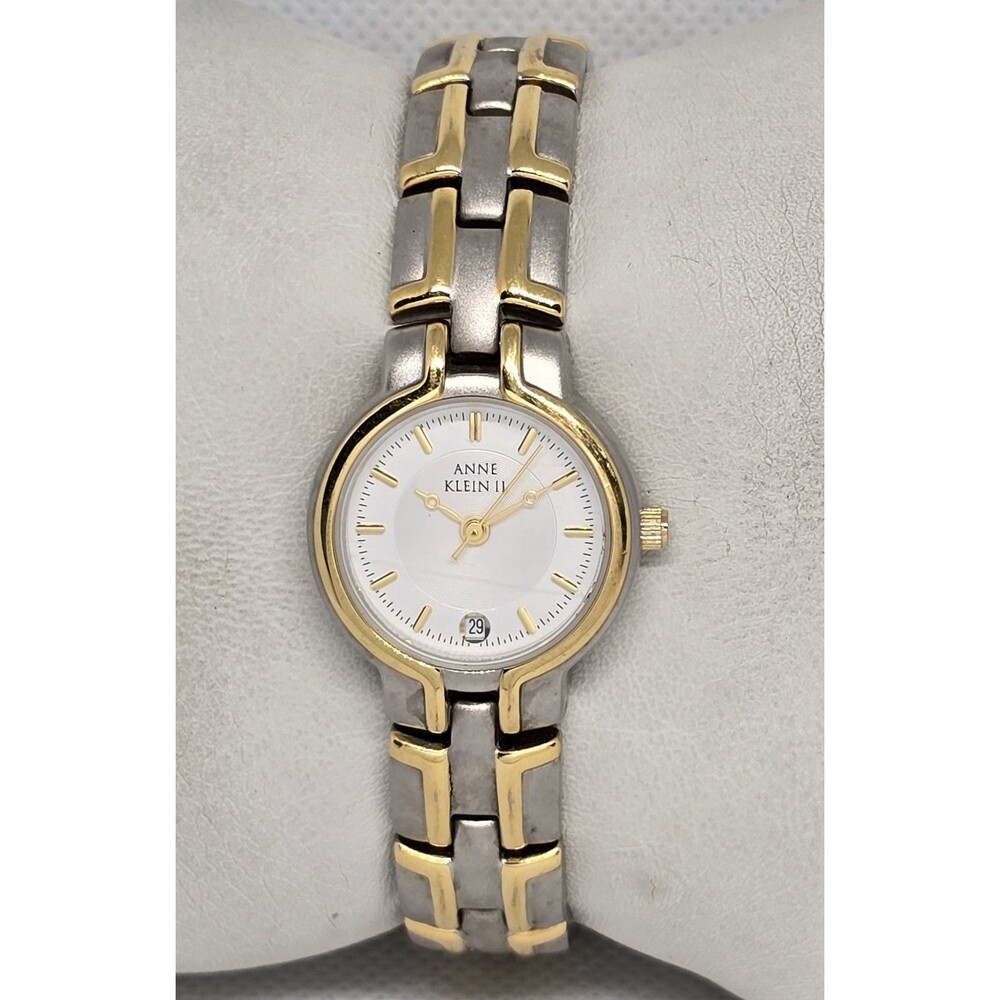 Women's Anne Klein Classic Round Silver Gold Two Tone Link Bracelet Watch 13